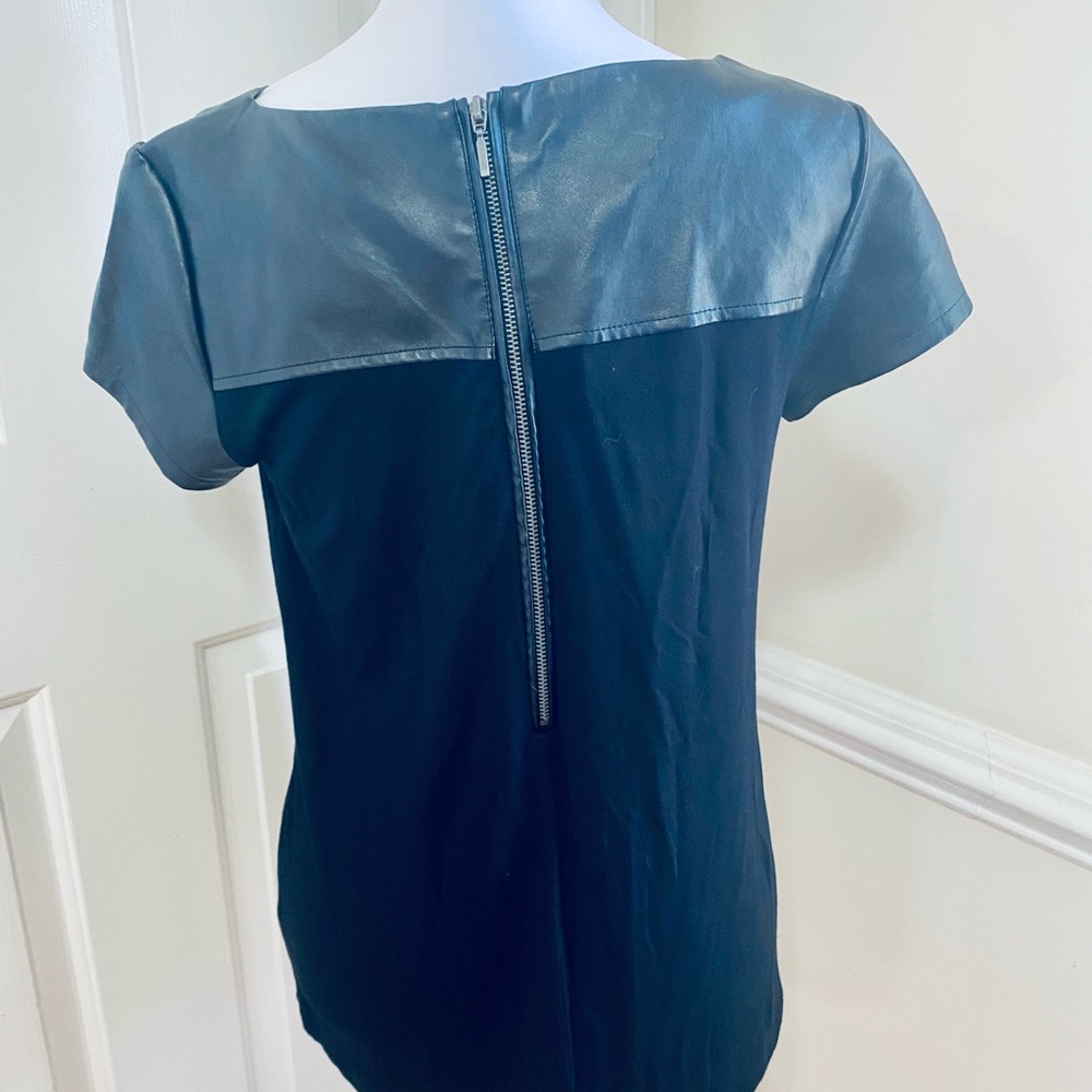 Ana Black Leather Trim T-shirt